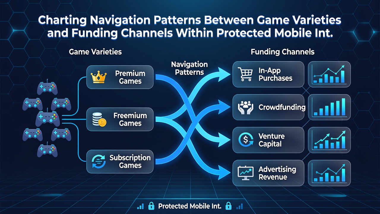 Secure mobile payment flow diagram illustrating game-to-funding navigation routes