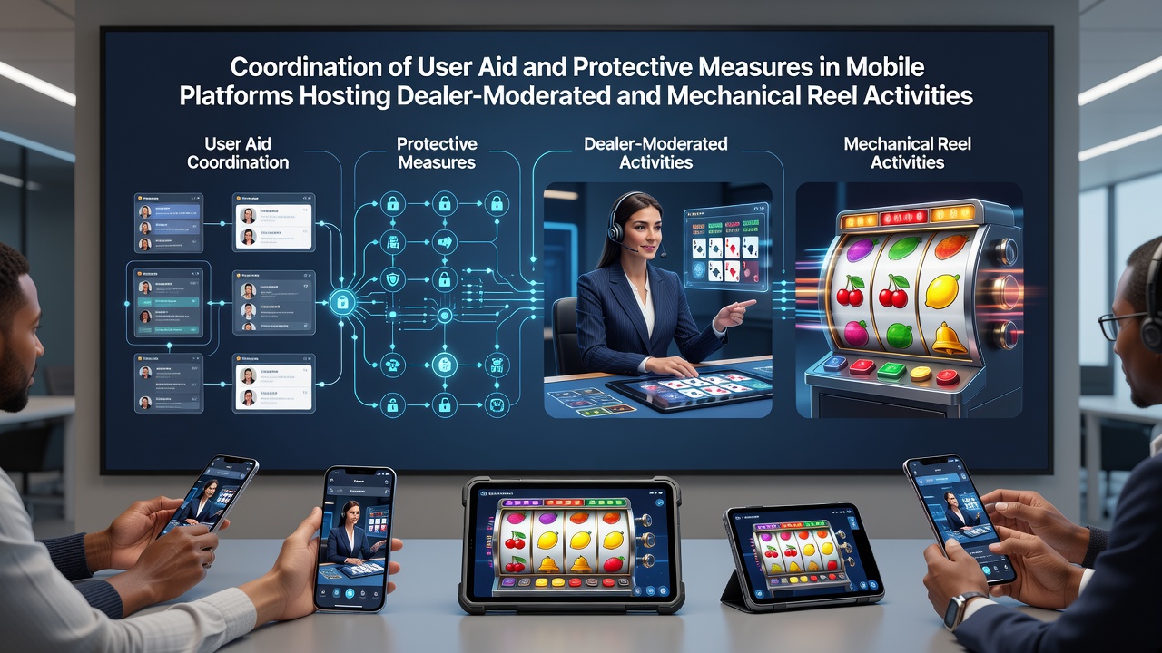 Mobile casino app interface showing live dealer tables and slot reels with security indicators
