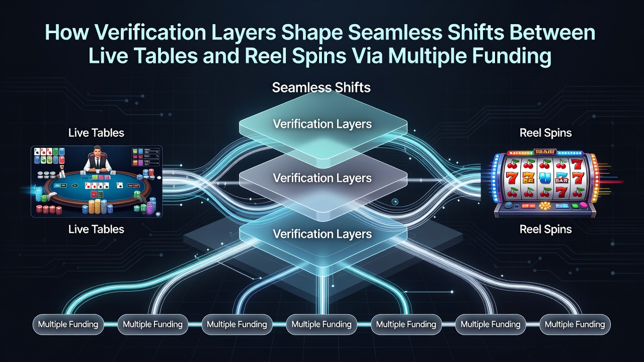 Illustration of multiple funding routes connecting live tables and reel spins in a mobile casino environment