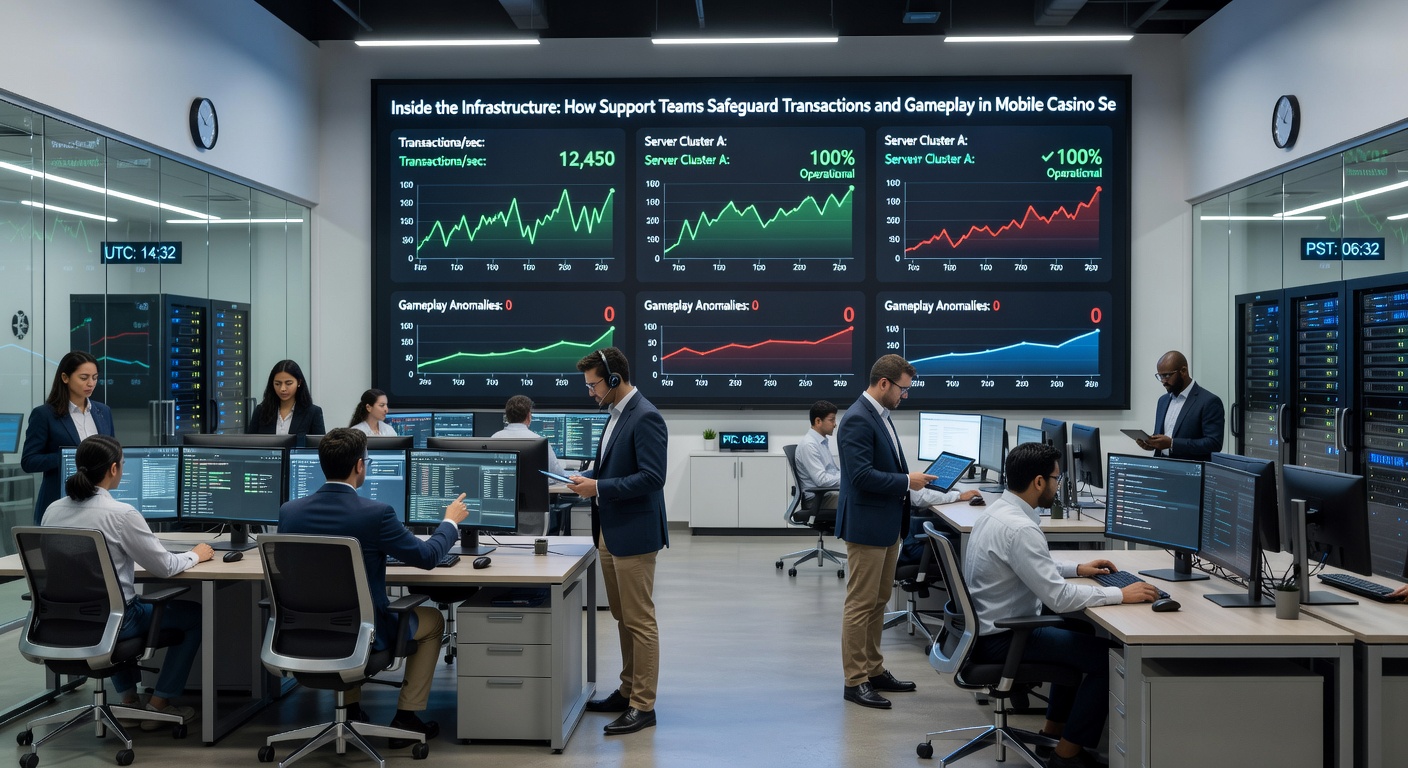 Technical support agents reviewing mobile gameplay logs and server metrics for anomaly detection
