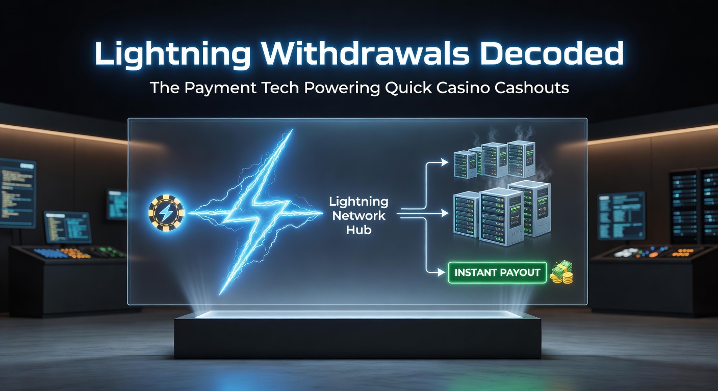 Close-up diagram of Lightning Network payment channels connecting a casino server to player wallets, highlighting fast transaction flows