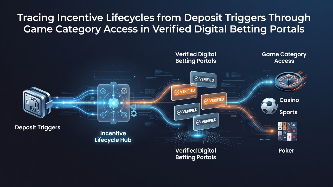 Flowchart illustrating deposit triggers activating incentives and routing users through verified betting portal game categories