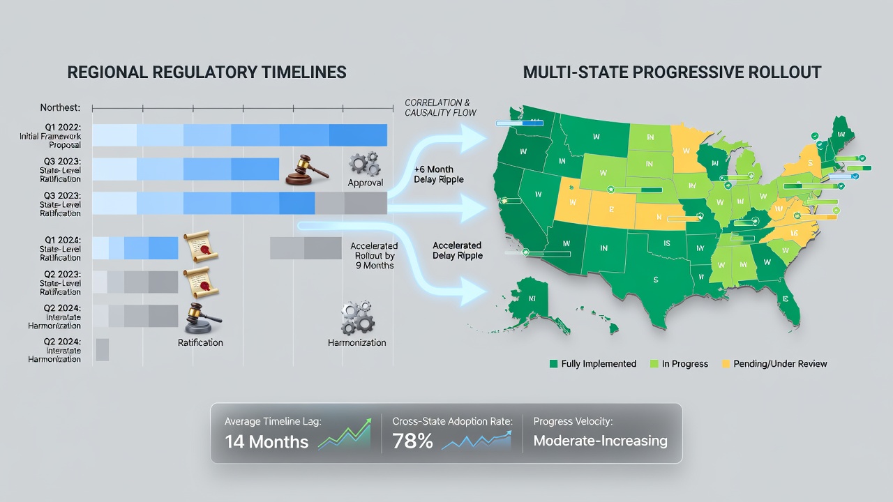 Chart displaying progressive jackpot growth timelines aligned with state regulatory milestones